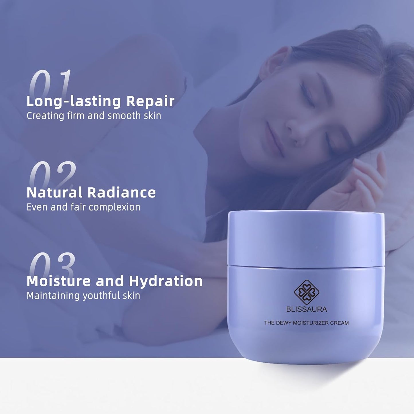 The Dewy Moisturizer Cream - Premium Anti-Aging Facial Dewy Skin Cream with Purple Rice & Hyaluronic Acid for Radiant, Hydrated Skin 50Ml/1.7 Fl Oz