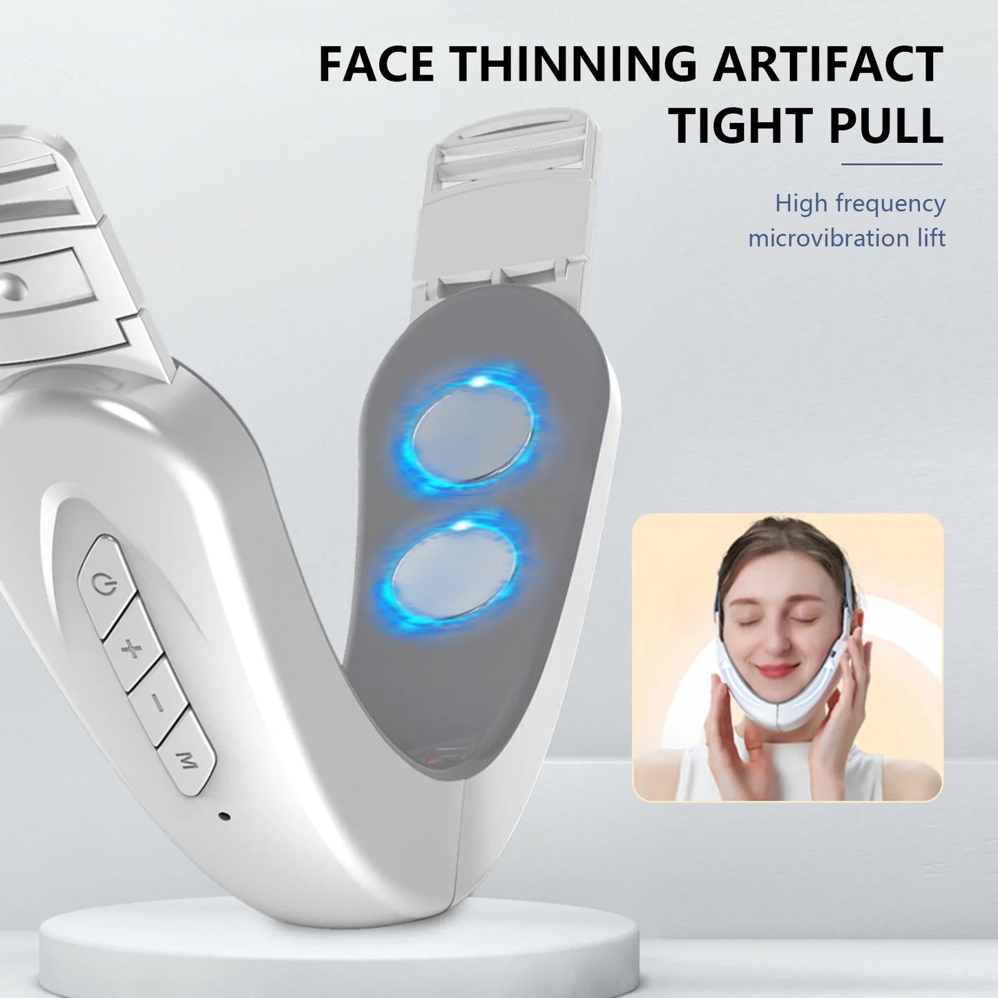 Double Chin Reducer Machine, Electric Face Lift Device, Portable V-Face Shaping Massager, Pink