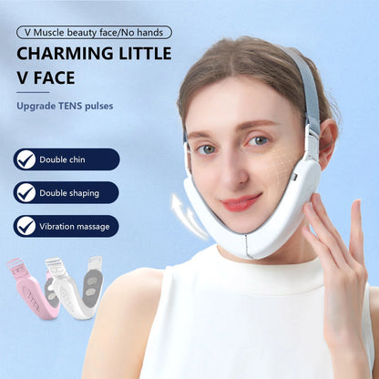 Double Chin Reducer Machine, Electric Face Lift Device, Portable V-Face Shaping Massager, Pink