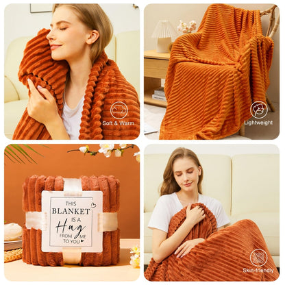 Cozy Gifts for Women Christmas,Birthday Gifts,Luxury Self Care Get Well Gifts,Relaxing Spa Gifts Basket W/Fall Throw Blanket,Orange Gifts for Women,Mom, Wife,Girlfriend,Valentine’S Day Gifts for Her